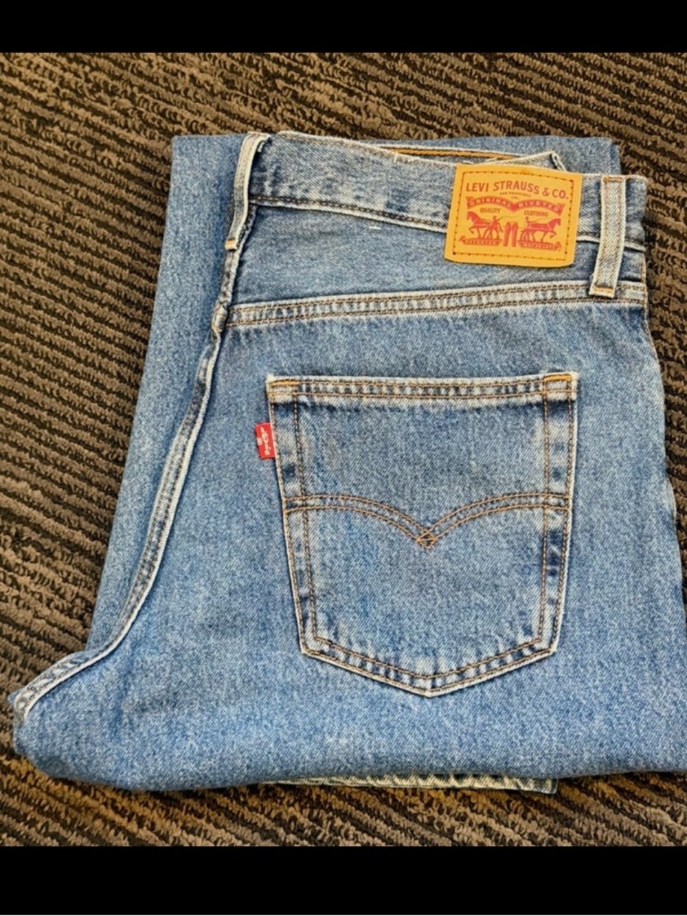Levi's Light Blue Straight-Leg Denim Jeans with Leather Patch